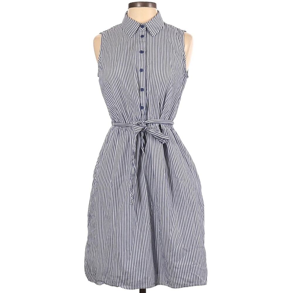 Tribal Femme Casual Sleeveless Summer Pinstripe Blue Dress P/S